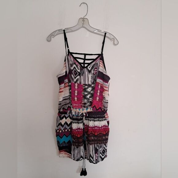 *Final Price* Xhilaration romper women's medium M colorful abstract hippie boho - Picture 1 of 11